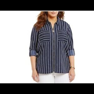 Michael Kors Pinstripe Blouse Shirt NWT Sz SP